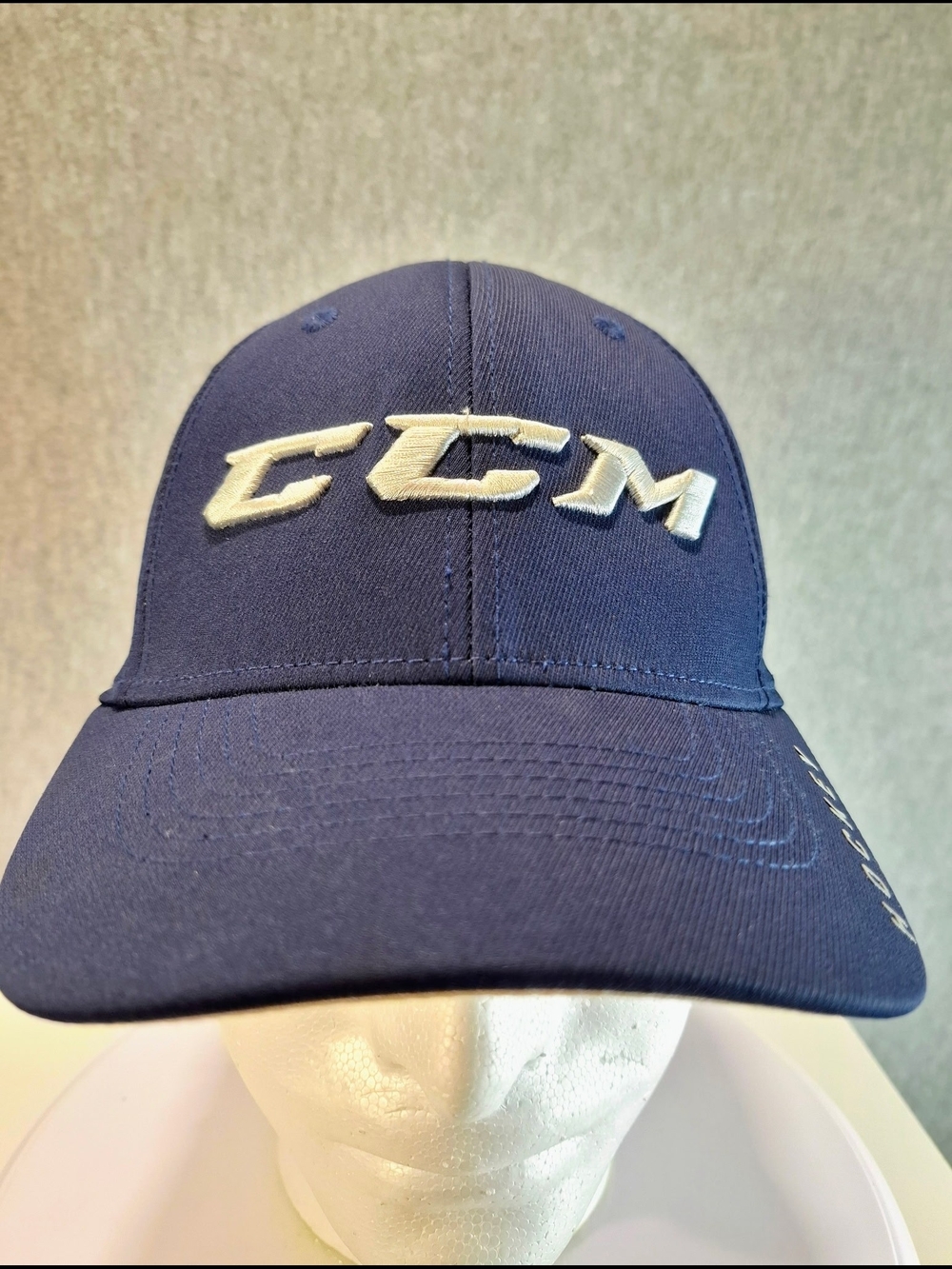 Vintage 90s CCM Hockey  Navy Blue Embroidered Logo Cap